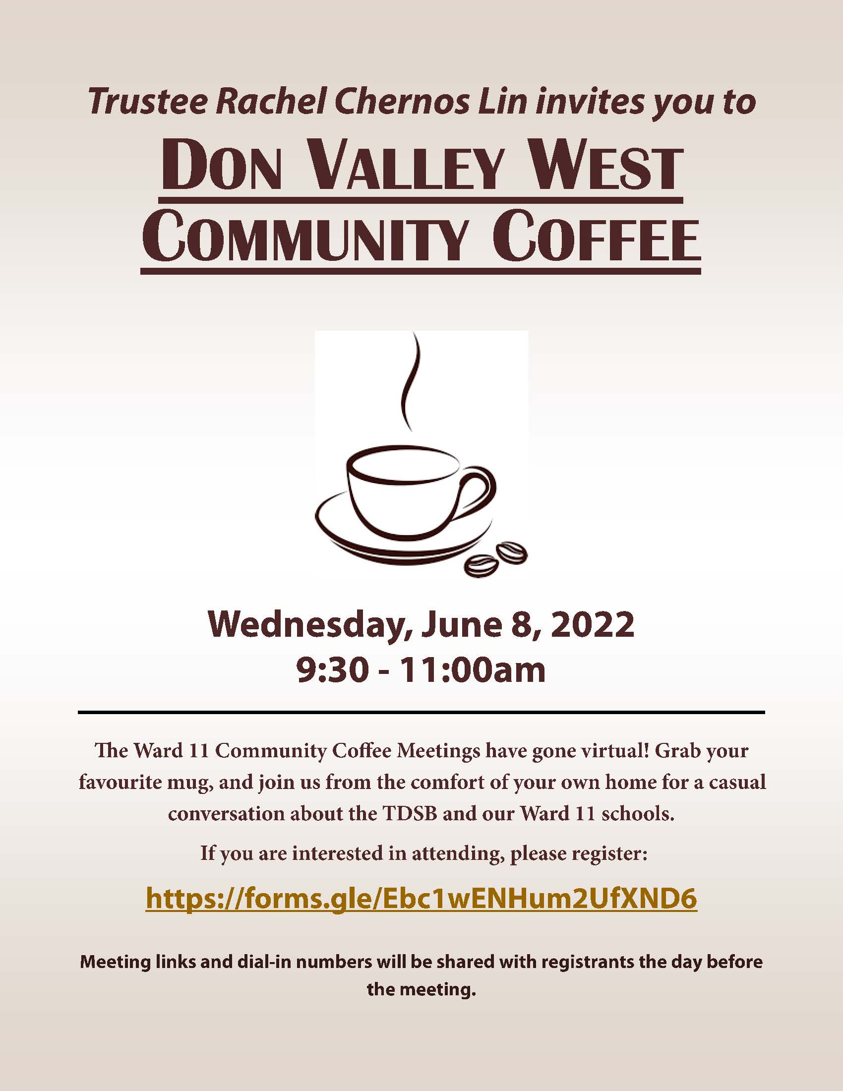 2022 06 08 R. Chernos Lin Community Coffee Meeting Flyer